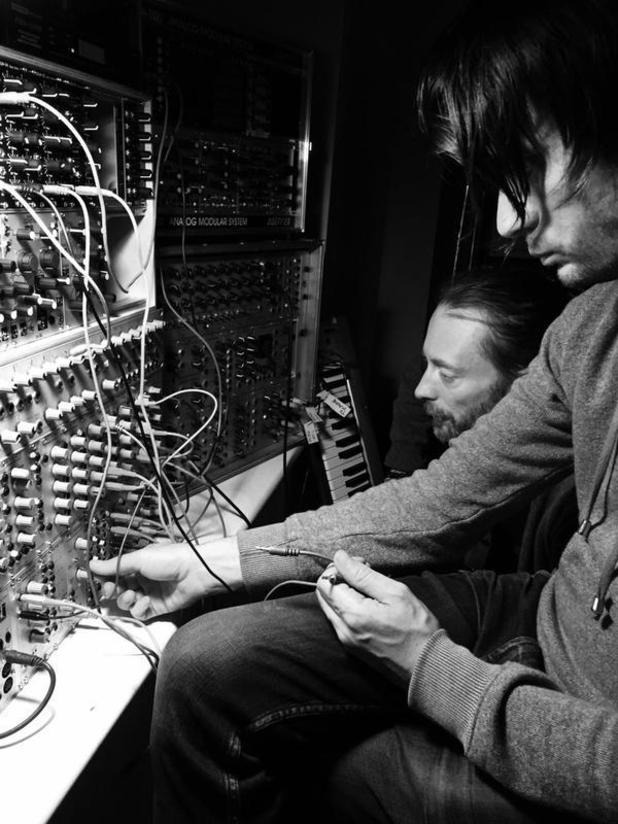 Radiohead's Jonny Greenwood and Thom Yorke working on their latest album
