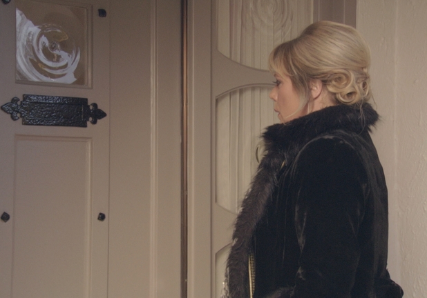 Sharon prepares to knock on her mother's door