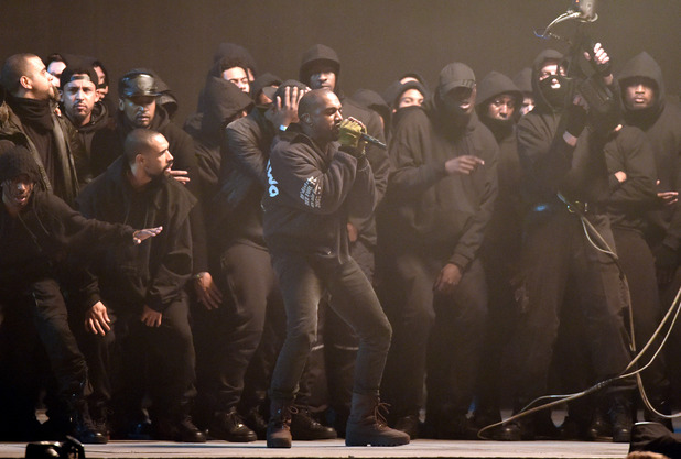 Kanye West performs at the Brit Awards 2015