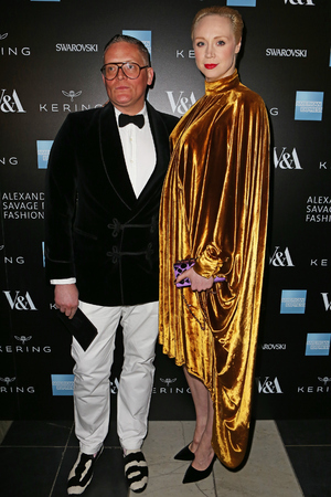 Giles Deacon & Gwendoline Christie at the Alexander McQueen: Savage Beauty Fahsion Gala at the V&A