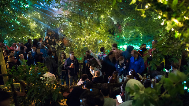 A tree-house bar at Glastonbury Festival 2015