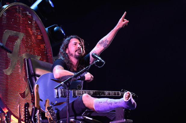 Dave Grohl of Foo Fighters performs onstage during the Foo Fighters 20th Anniversary Blowout at RFK Stadium on July 4, 2015 in Washington, DC. 