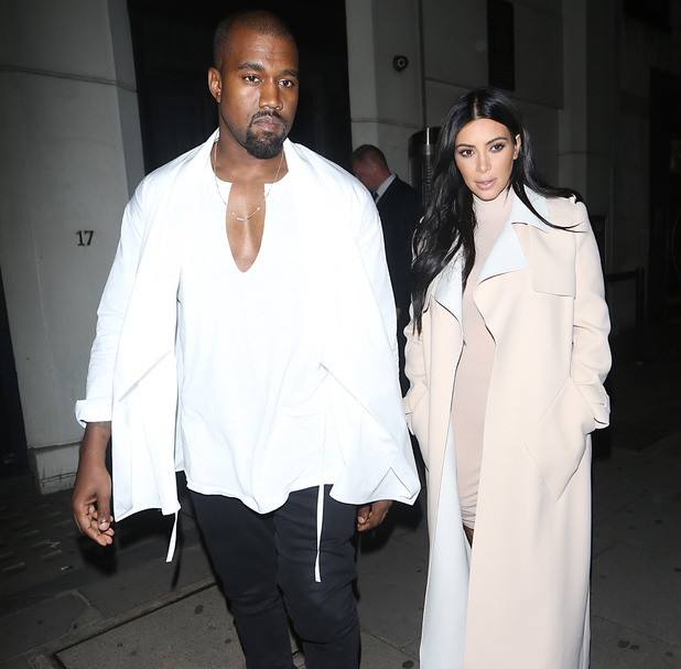 Caption: Kim Kardashian & Kanye West seen tonight out in London having dinner at Hakkasan restaurant in Mayfair after having a private viewing date night at the V&A Museum. After dinner they went and got ice cream at haagen dazs before returning to there hotel.
