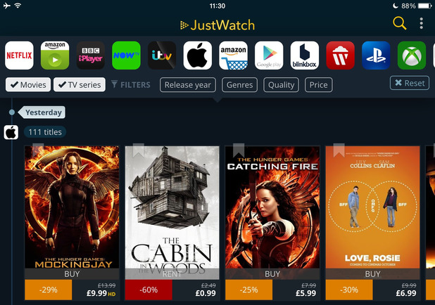Search Netflix, iPlayer and more with JustWatch