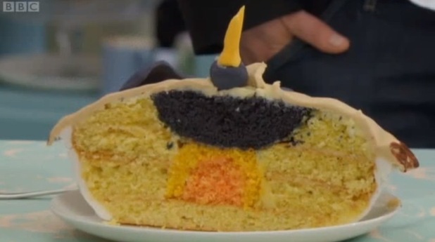 Victoria's blackbird cake on The Great British Bake Off