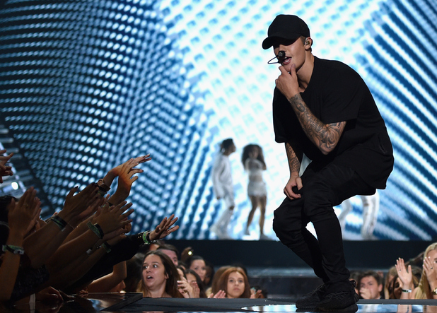 Justin Bieber performs onstage during the 2015 MTV Video Music Awards in Los Angeles, California.