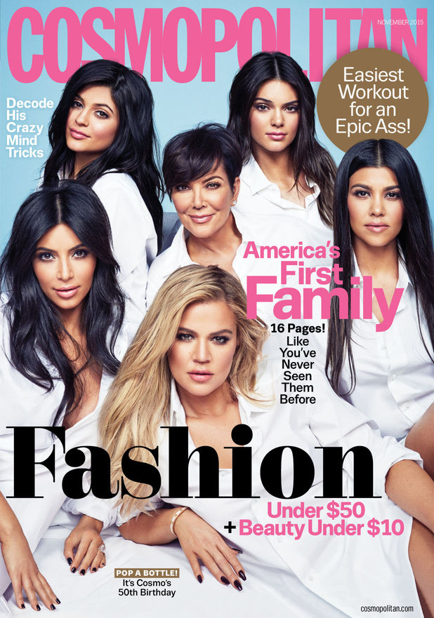 The Kardashian-Jenner family on the cover of Cosmopolitian's 50th issue