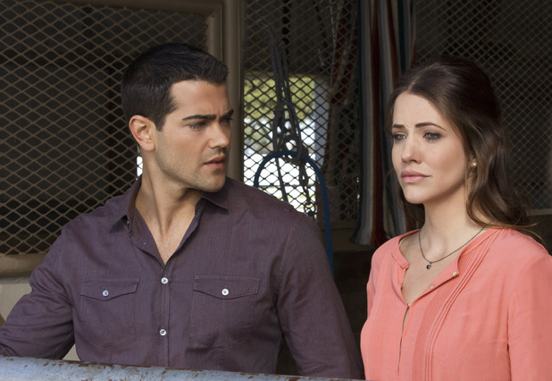 Jesse Metcalfe as Christopher Ewing and Julie Gonzalo as Rebecca Sutter ...