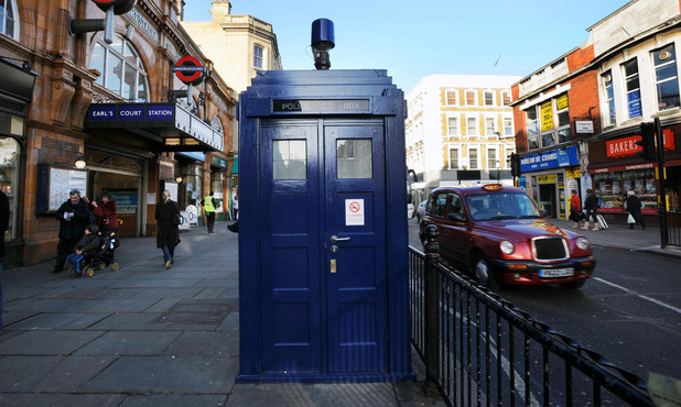 A police box outside Earl's Court station in London