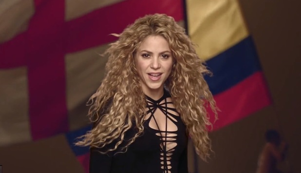 Shakira 'La La La' music video still.